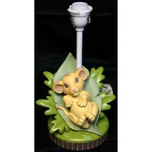 Disney Baby Simba on Leaf Lamp 13" Lion Cub Leaves White Metal Nursery  No Shade
